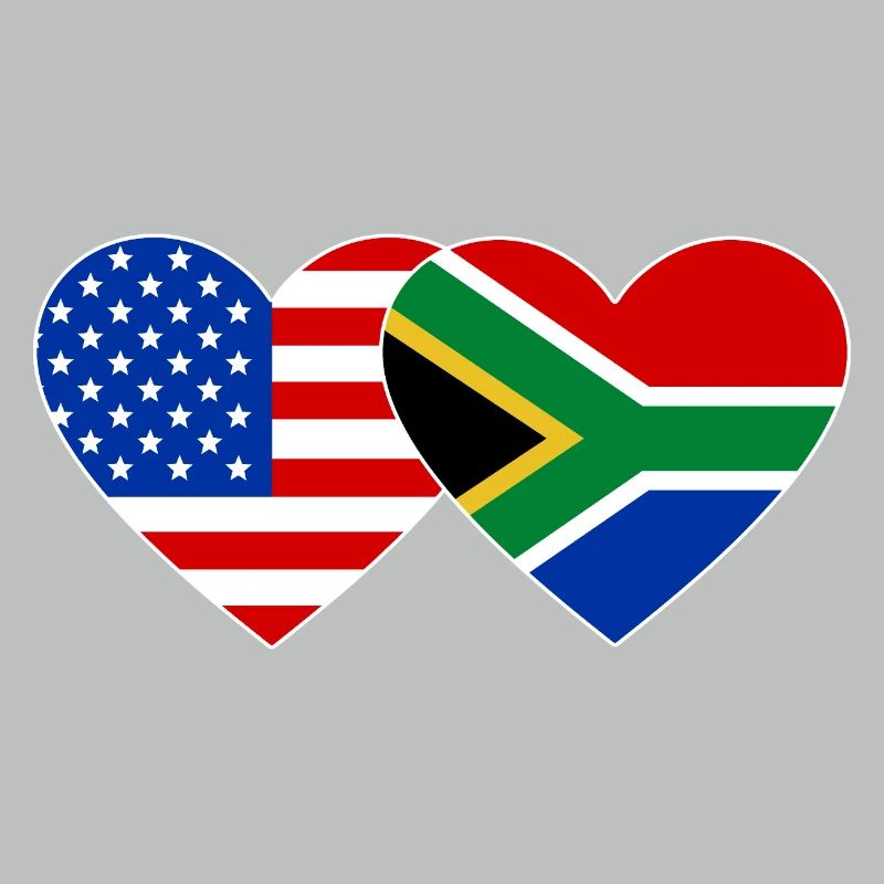 États-Unis, Afrique du Sud, drapeau, forme de coeur