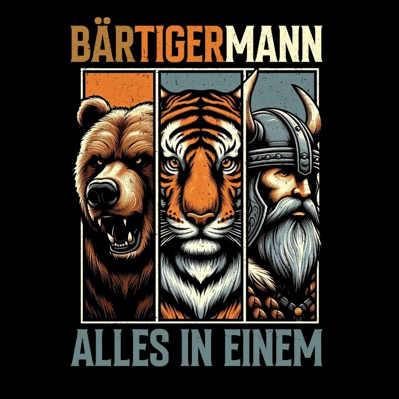 BEARDED MAN Viking Beard Man Tiger Funny