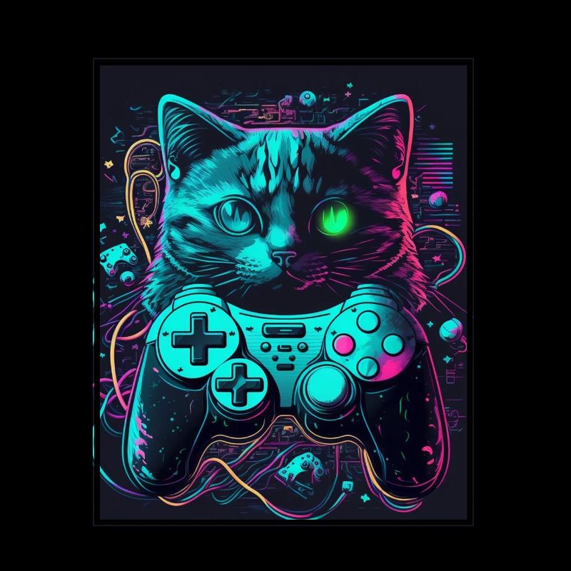 Cats and Gaming Katze Kätzchen Controller Zocken