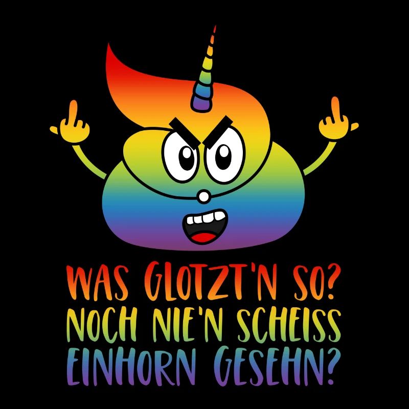 Scheiss Einhorn Spruch Stinkefinger Regenbogen