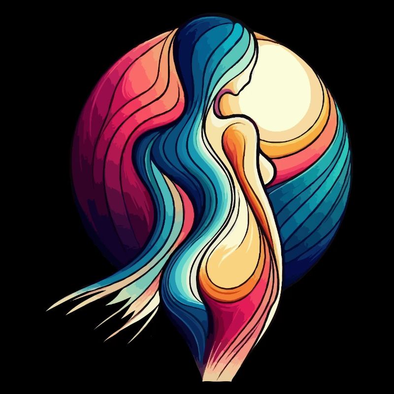 Femme devant la lune