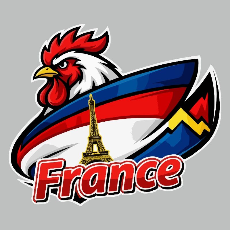 Coq français avec drapeau de la tour Eiffel