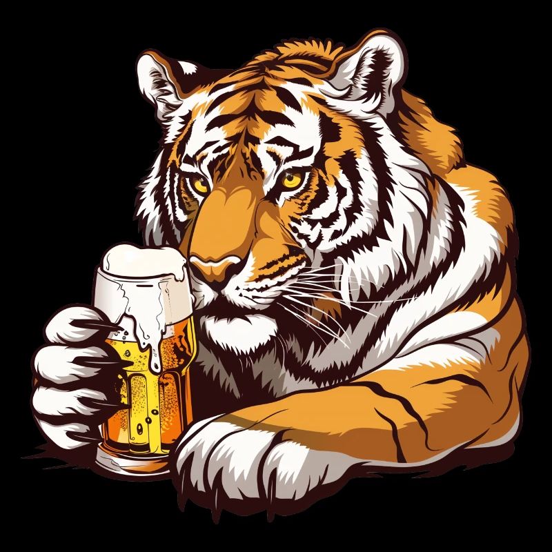 Cute Tiger Drinking Beer 2