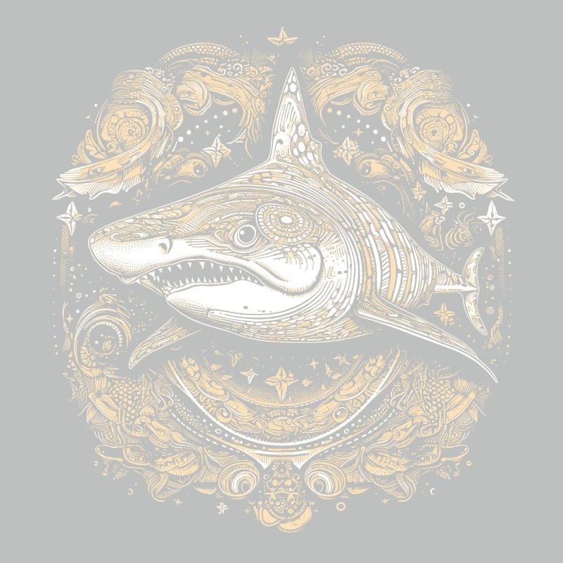 Cool trippy shark with boho/ethnic patterns