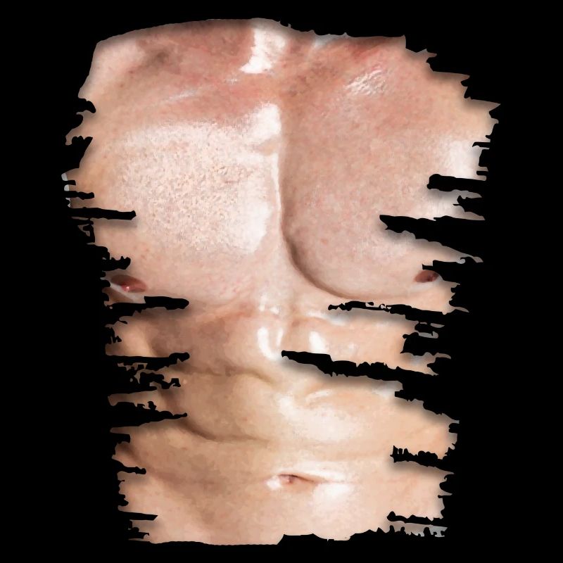 Fake muscles six pack bodybuilder model