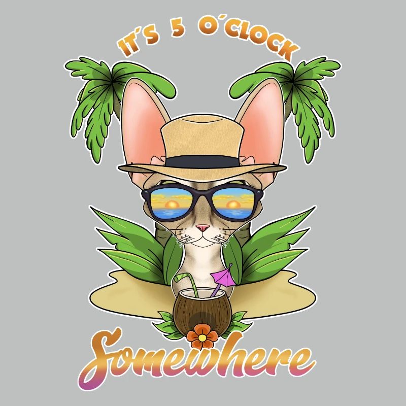 It Is 5 OClock Somewhere Drinking Devon Rex Cat