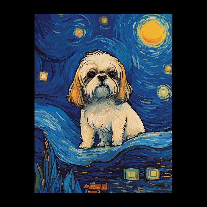 Shih Tzu &; Nuit étoilée: un chef-d’œuvre de la