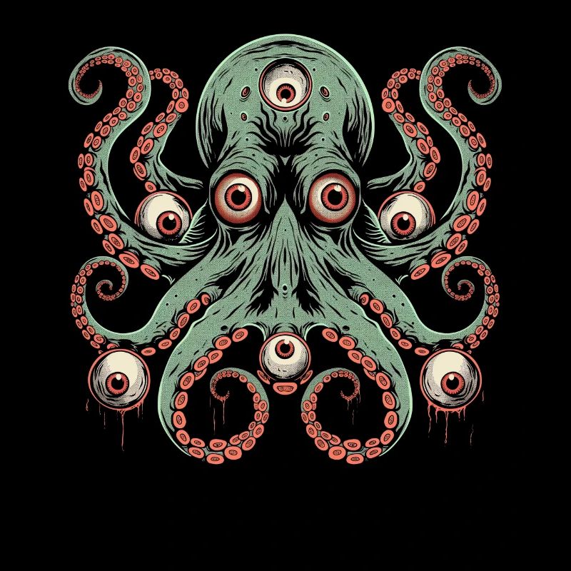 Weirdcore Ästhetischer Oktopus Augäpfel Cthulhu St
