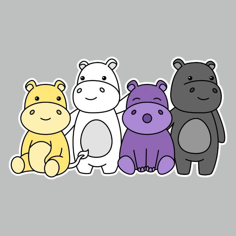 Nonbinary Flag Hippo Design for Proud Enbys