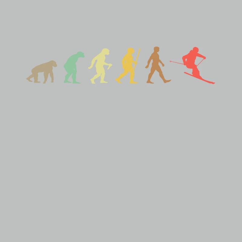 Skiing Retro Skier Evolution Ski