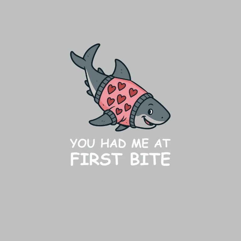 Pull requin avec cœur – Vous m’avez eu à la première bouchée