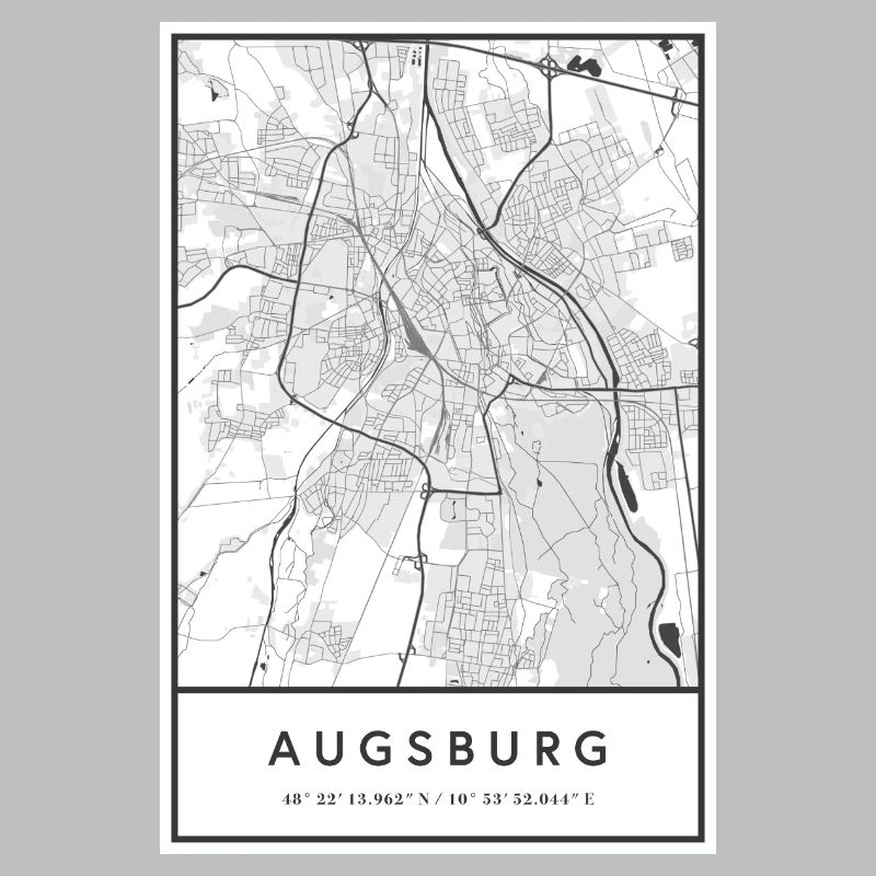 Augsburg Bavaria map city map citymap map