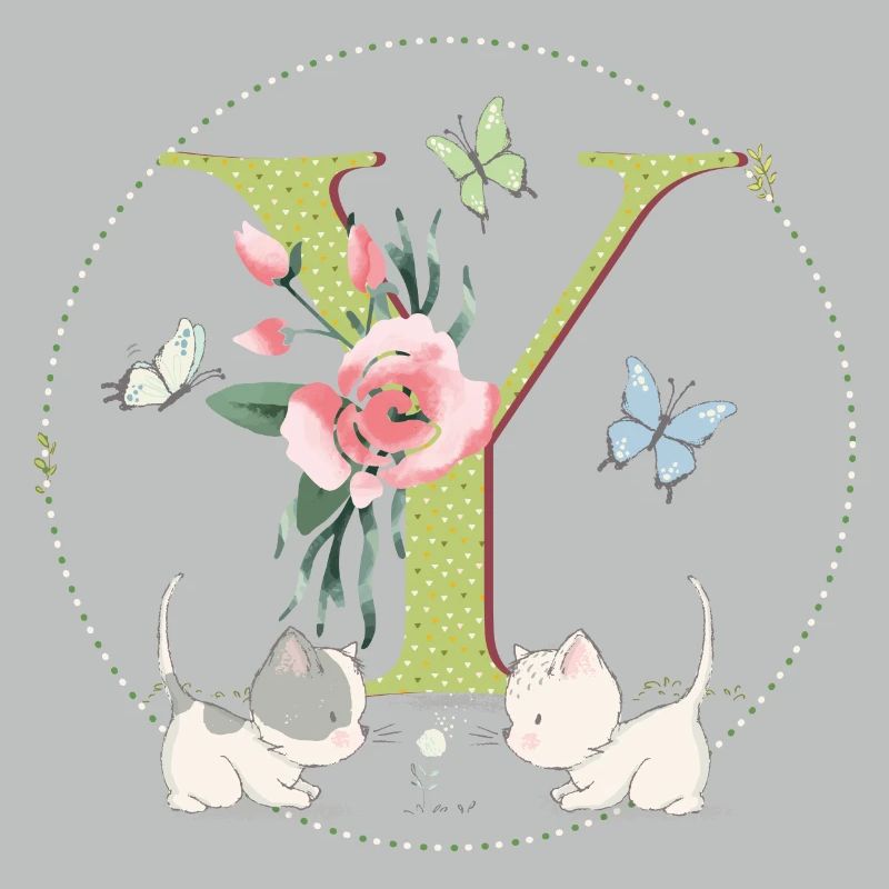 Lettre initiale Y avec chat