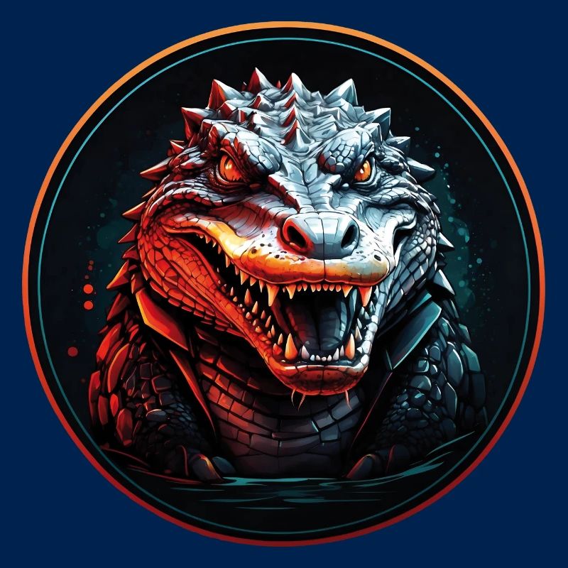 Alligator crocodile avec la gueule ouverte dans la zone du cercle