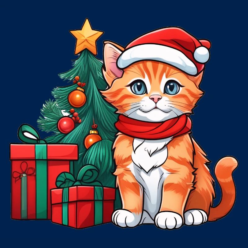 Bébé chat mignon avec chapeau de père Noël