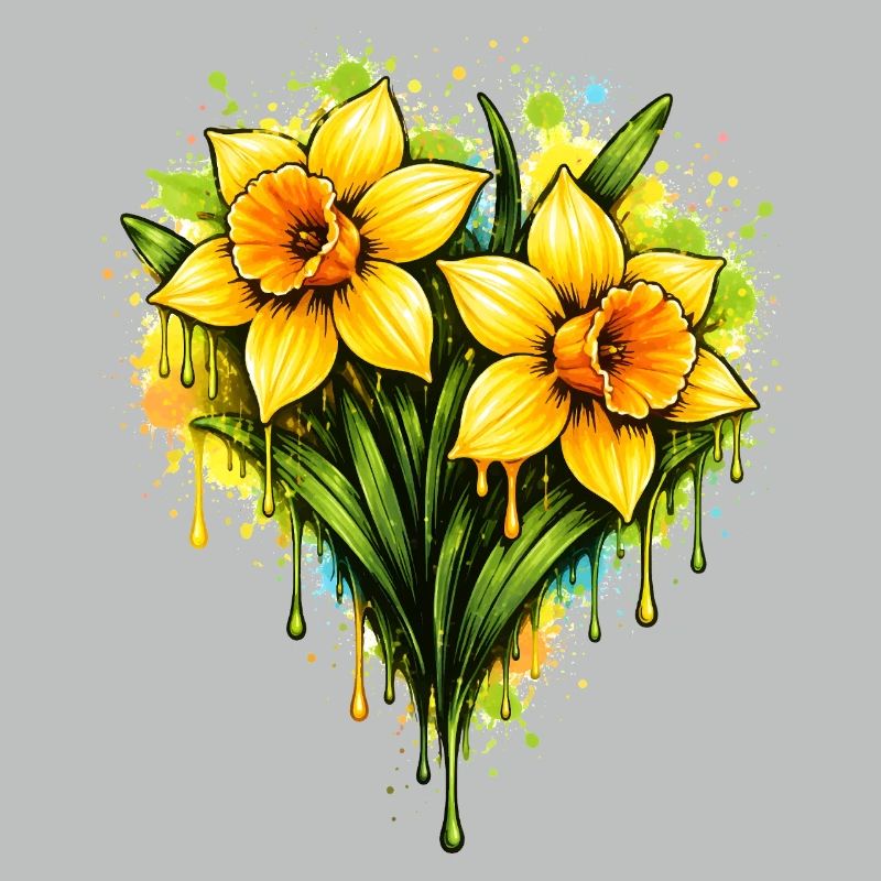 Daffodils in graffiti style