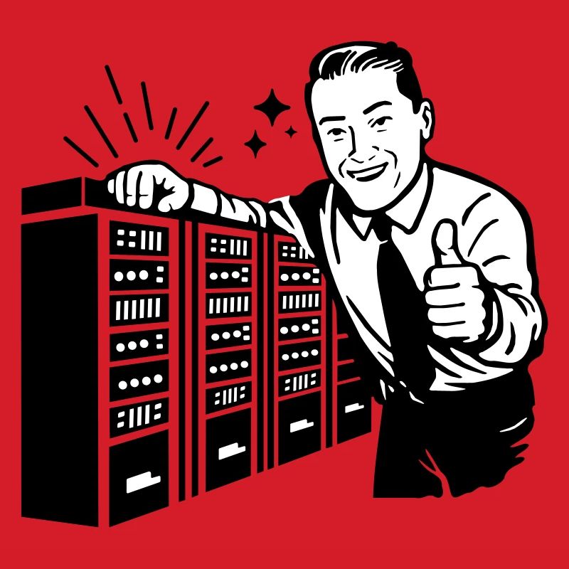 Retro IT-Admin lächelt – Vintage Tech Support
