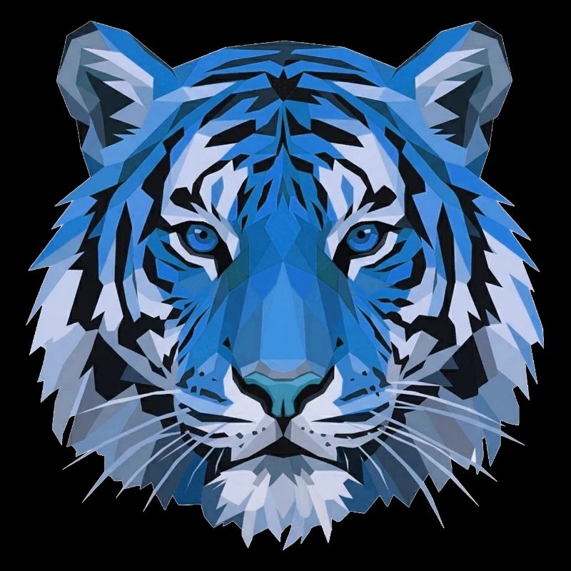 Blue Polygon Tiger Head