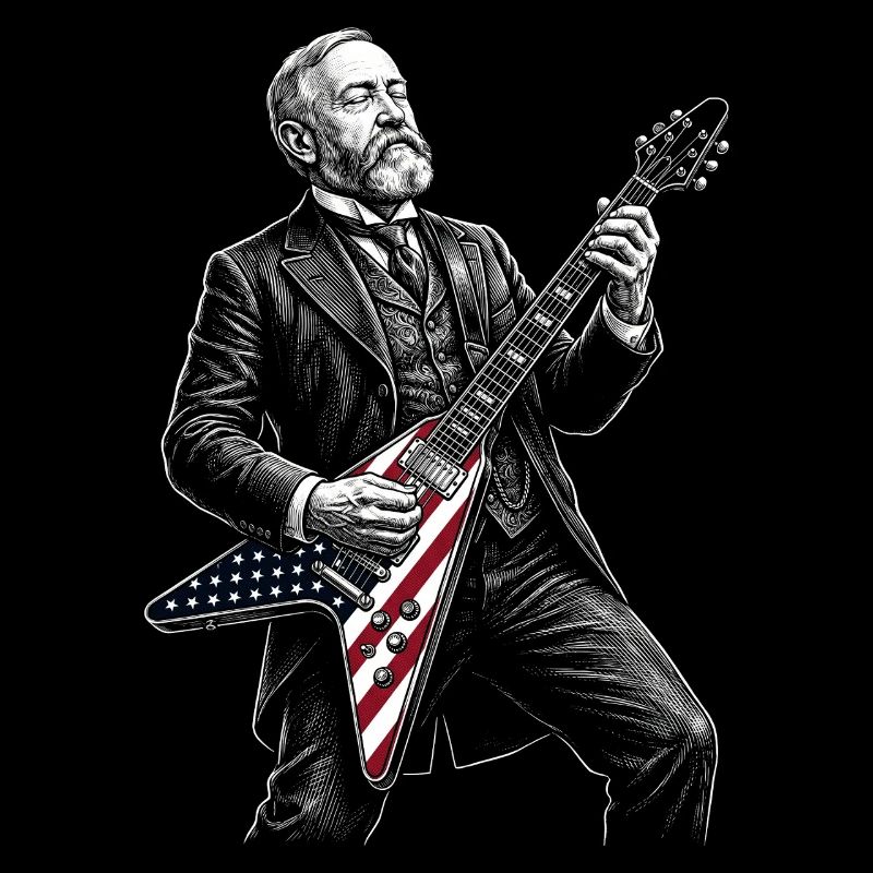 Benjamin Harrison Guitar Hero avec drapeau