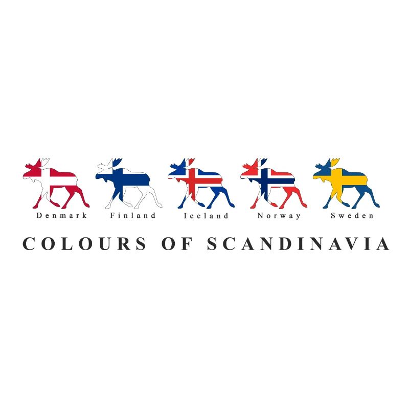 COULEURS DE SCANDINAVIA Elk avec drapeaux