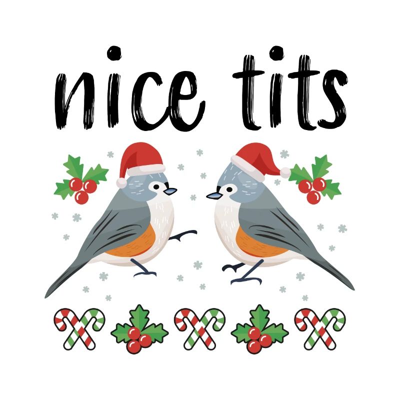 Tufted Titmouse Nice Tits Festive Christmas Birds