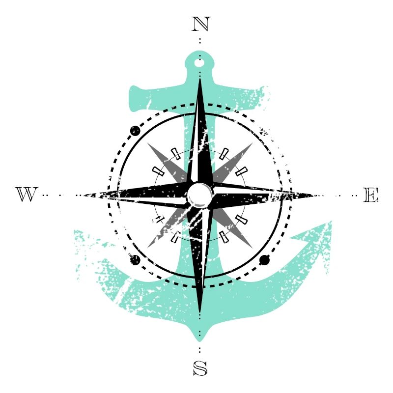 Compass Rose Anchor Compass Maritime motif turquoise