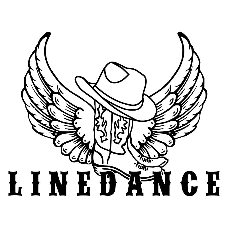 Line dance logo with hat, boots and wings