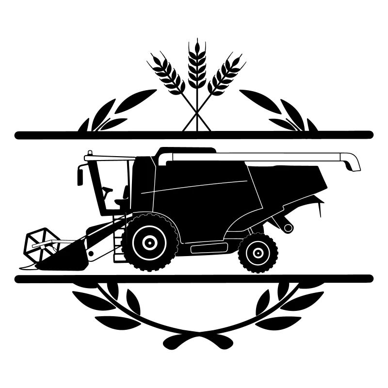 Moissonneuse-batteuse dans le style du logo de la couronne de laurier