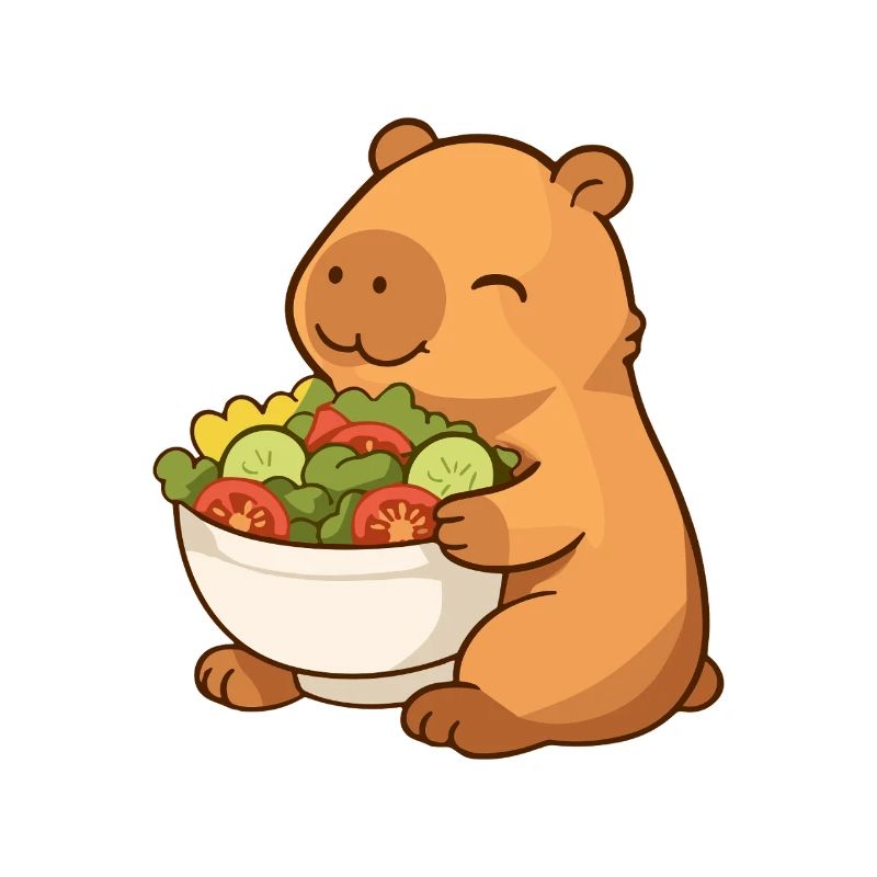 Capybara avec saladière colorée