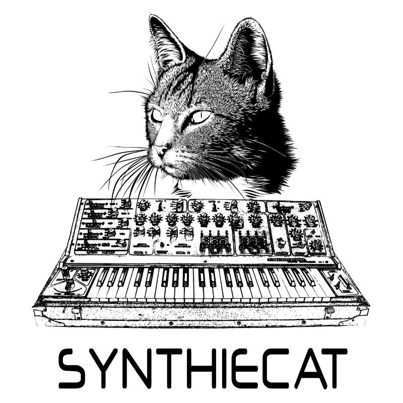 Synthiecat Katze mit Synthesizer