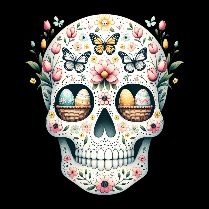 Spring Bloom Skull Tee Whimsical Easter Garden