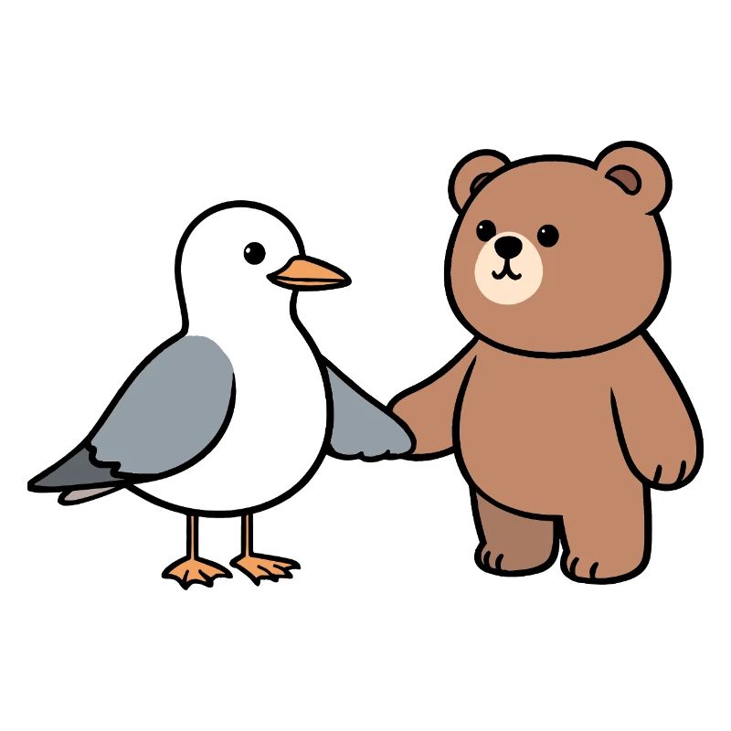 Moin Möwe Bär Freundschaft Liebe Hände halten