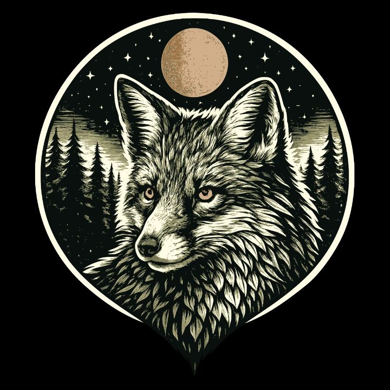 Silent Mind - Fuchs im Woodcut Stil