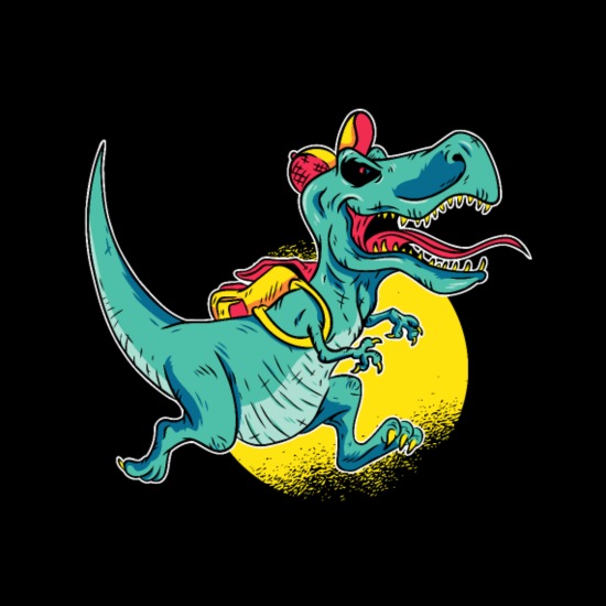 Dinosaurio de primer grado con motivo de cartera' Camiseta con cuello de  pico hombre | Spreadshirt