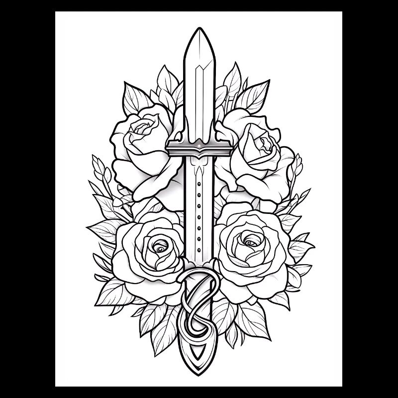 Dolch Tattoo #5 Malvorlage Muster