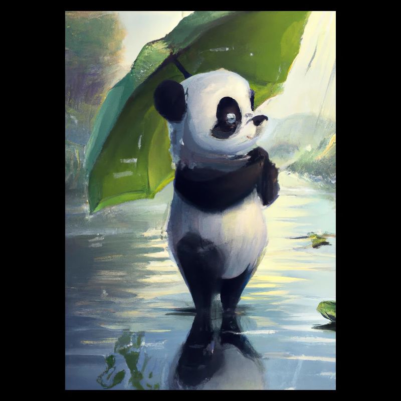 Panda mit Blattschirm
