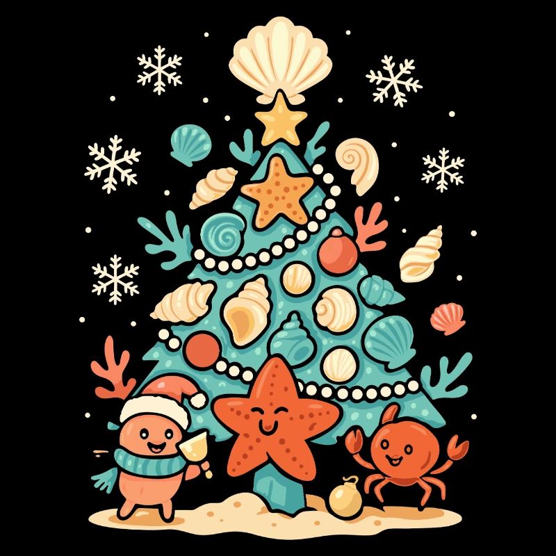 Maritimer Weihnachtsbaum mit Seestern & Krabbe