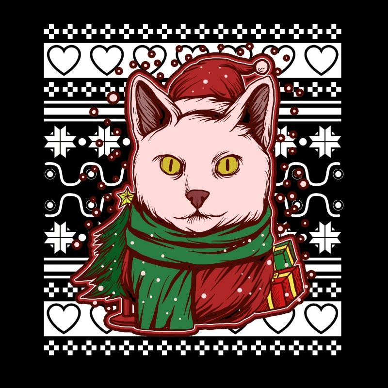 Pull de Noël moche Tshirt Chat de Noël