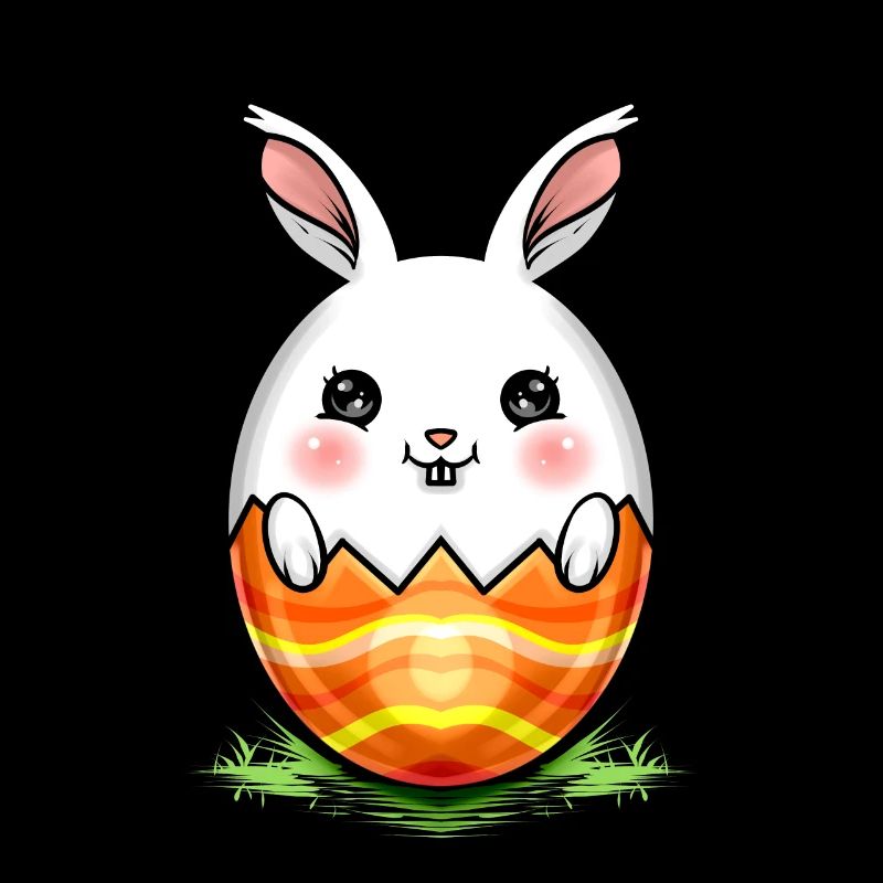 Painted Easter Rabbit Egg On Easter