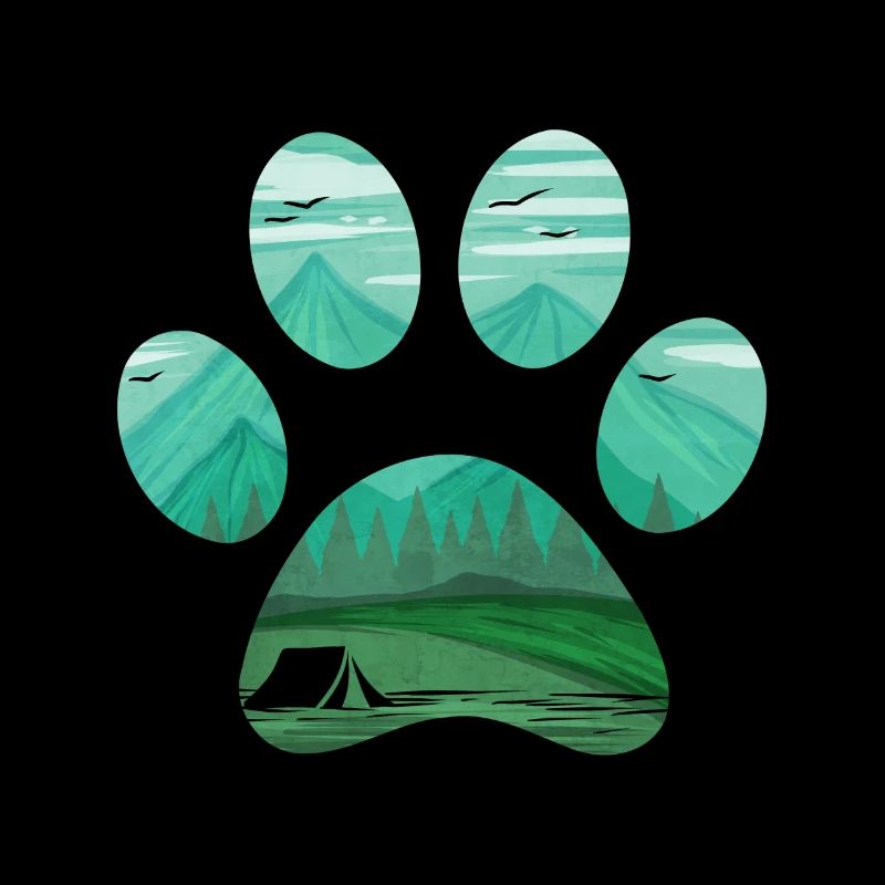 Tente de camping dans une patte de chien sur le camping