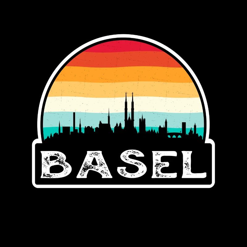 Basel Schweiz Flagge Skyline Reisesouvenir
