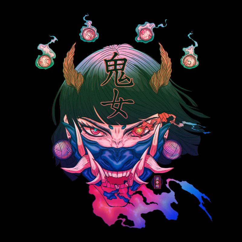 Oni Kunoichi Warrior Vaporwave
