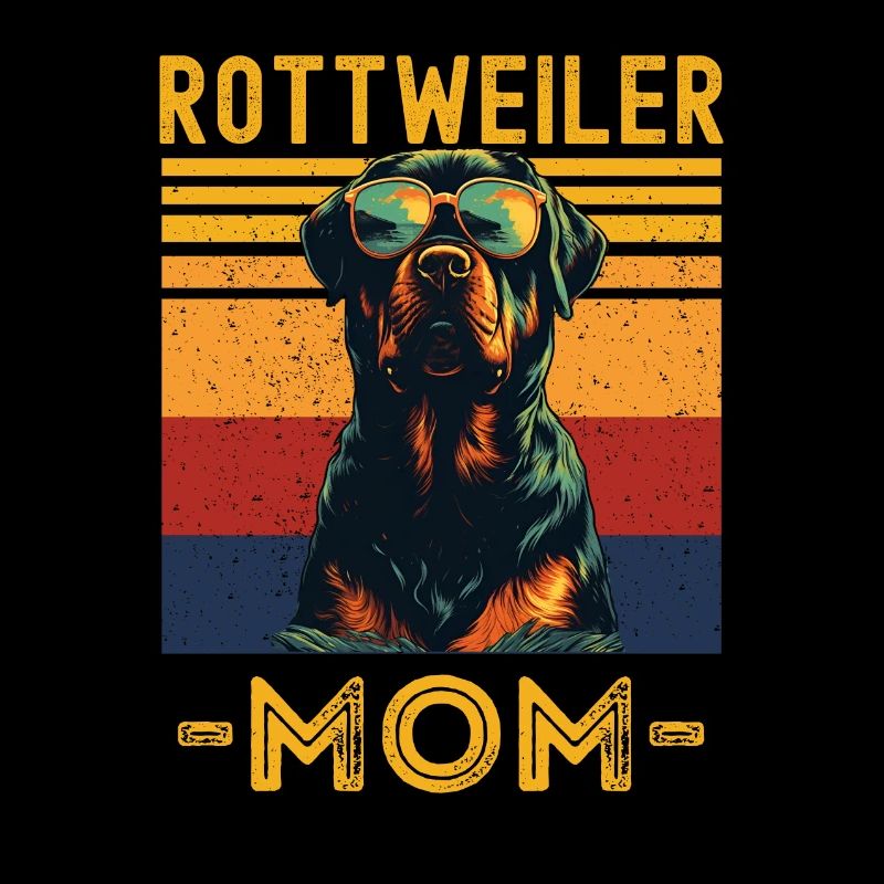 Rottweiler with sunglasses retro