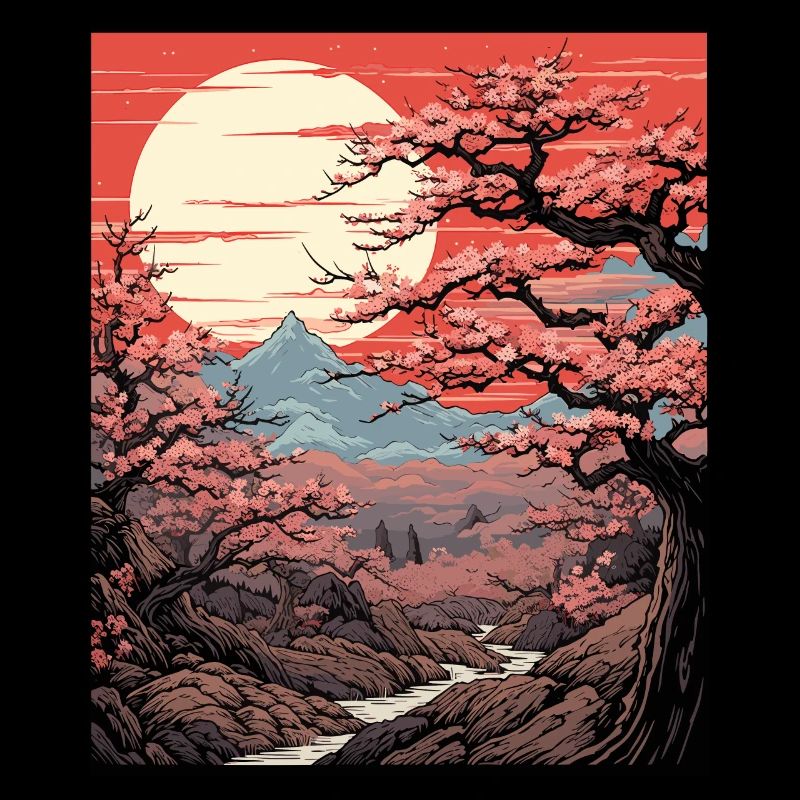 Japanese Cherry Blossom Tree Art Print Sakura