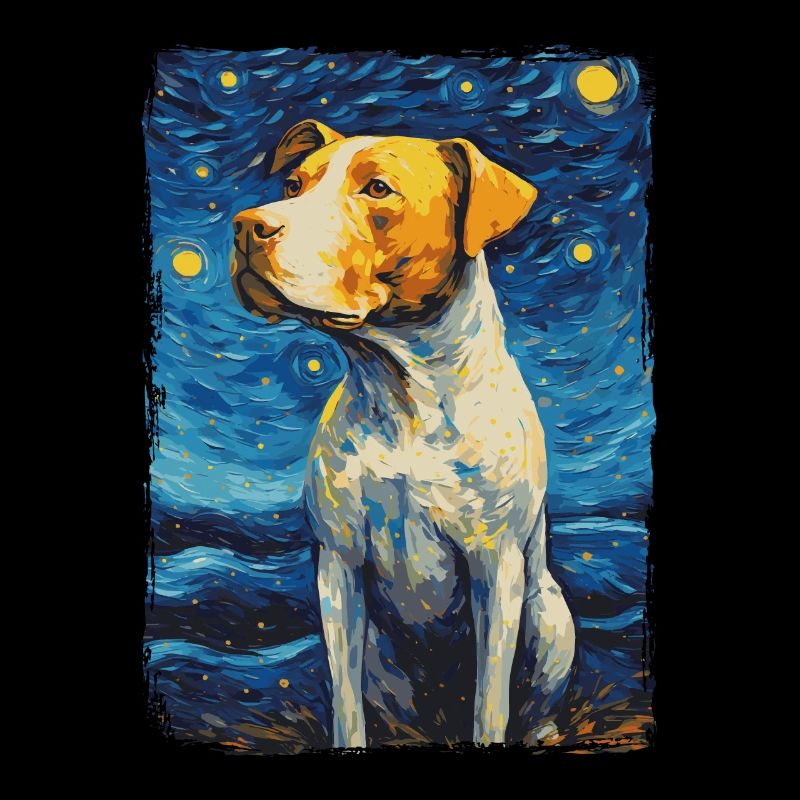 Pitbull Dog Starry Night