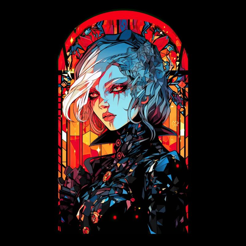 Gothcore Anime Cyber Goth Waifu Stained Glass