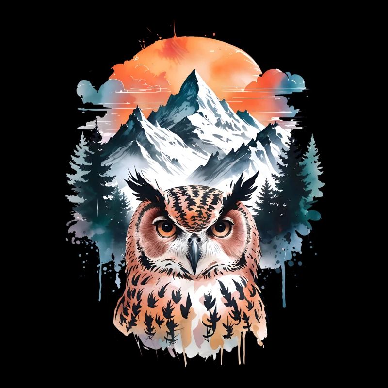 Eule Wasserfarben Effekt Schleiereule Uhu Eulen