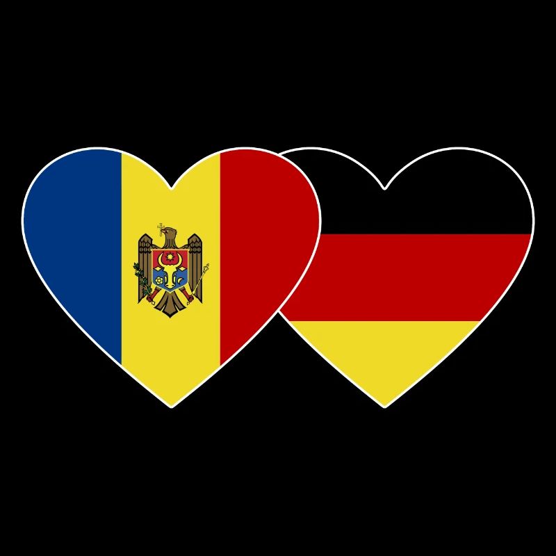 Moldova Germany Flag Heart