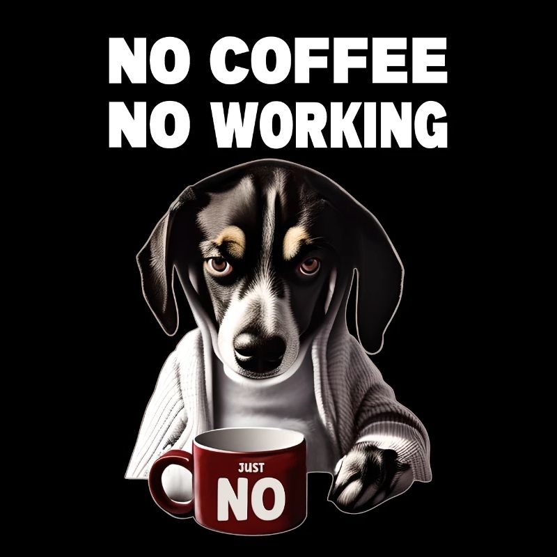 no coffee no working. Grumpy Funny Dog