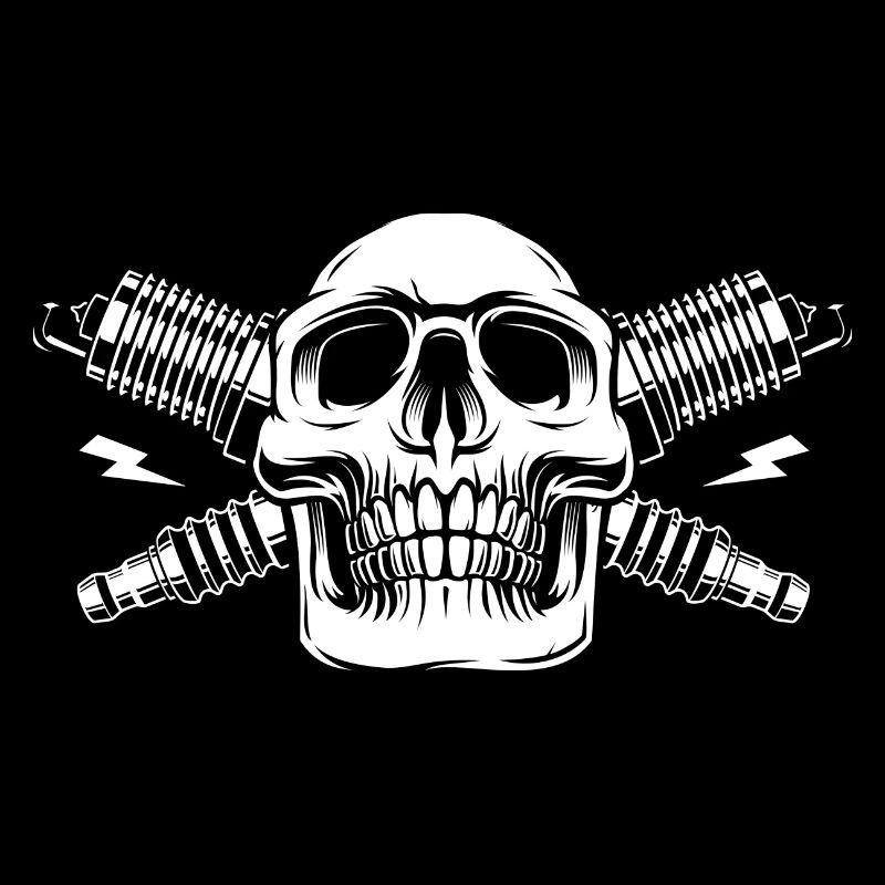 skull with spark plug